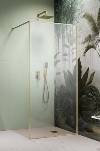 Cabina de dus tip Walk-in Radaway MODO F II Brushed Gold 110 cm  profil auriu periat - 1