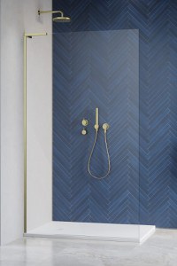 Cabina de dus tip Walk-in Radaway MODO SL II Brushed Gold 120 cm  orientare stanga  profil auriu periat - 1