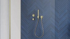 Cabina de dus tip Walk-in Radaway MODO SL II Brushed Gold 120 cm  orientare stanga  profil auriu periat