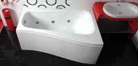 Cada baie asimetrica Belform Senso 150x100x70cm  acril  complet echipata cu picioare  panouri si sifon  orientare stanga - 1