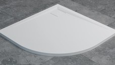 Cadita de dus semirotunda Ronal (SanSwiss) Livada W20A  90x90 cm slim  marmura sintetica  alb