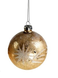 Decoratiune brad Deko Senso Glimmer Star  sticla  8cm  alb - auriu - 1