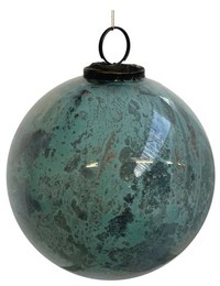 Decoratiune brad Deko Senso glob 15cm sticla verde cupru marmorat - 1