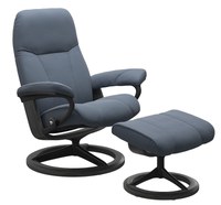 Fotoliu recliner cu taburet Stressless Consul Signature M cadru Black-Grey  tapiterie piele Paloma Sparrow Blue - 1