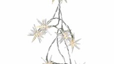 Instalatie luminoasa Deko Senso Mini-Star Light  cu 10 stelute LED alb cald  1 metru  timer  alimentare cu baterii