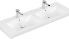 Lavoar dublu Villeroy & Boch Subway 2.0 130cm cu preaplin  montare pe mobilier  alb Alpin