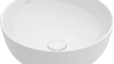 Lavoar tip bol Villeroy & Boch Artis 43cm CeramicPlus  fara orificiu baterie  fara preaplin  montare pe blat  alb Alpin