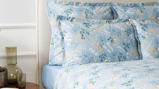 Lenjerie de pat Jardin Secret Embellie  200x200cm cu 2 fete de perna 50x75cm  Albastru Arctique