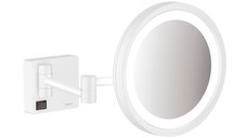Oglinda cosmetica cu brat Hansgrohe Logis AddStoris x3 16cm iluminat LED alb mat