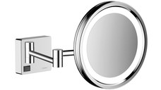 Oglinda cosmetica cu brat Hansgrohe Logis AddStoris x3  16cm  iluminat LED  crom