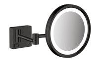 Oglinda cosmetica cu brat Hansgrohe Logis AddStoris x3 16cm iluminat LED negru mat - 1