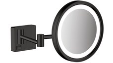 Oglinda cosmetica cu brat Hansgrohe Logis AddStoris x3 16cm iluminat LED negru mat