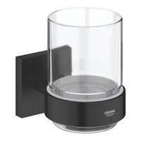 Pahar cu suport de perete Grohe Start Cube matte black - 1