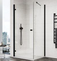 Perete fix Ronal (SanSwiss) Annea ANT 80cm  sticla AquaPerle 6mm  bara stabilizatoare 45 grade  profil negru - 1