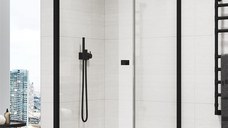 Perete fix Ronal (SanSwiss) Annea ANT 90cm  sticla AquaPerle 6mm  bara stabilizatoare 45 grade  profil negru