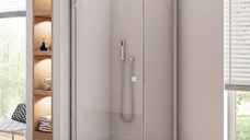 Perete lateral Ronal (SanSwiss) Annea ANT 120cm  sticla AquaPerle 6mm  bara stabilizatoare 45 grade  profil crom