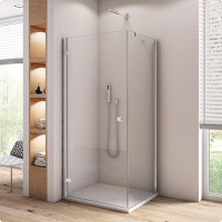 Perete lateral Ronal (SanSwiss) Annea ANT 90cm  sticla AquaPerle 6mm  bara stabilizatoare 45 grade  profil crom - 1