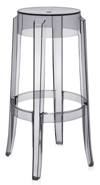 Scaun bar Kartell Charles Ghost 2005 design Philippe Starck  h75cm  gri transparent - 1