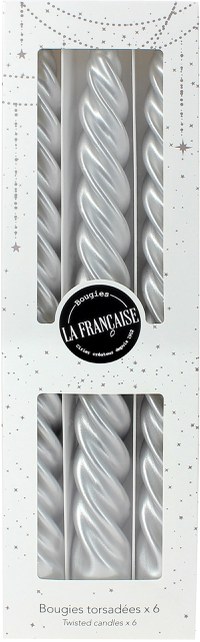 Set 6 lumanari La Francaise Colorama de Fetes Twist\'n Light h255mm argintiu - 1