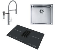 Set bucatarie Franke 1: plita inductie cu hota integrata  chiuveta inox si baterie Vital Semi-Pro  mobilier inclus  - EXPUS - 1
