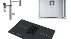 Set bucatarie Franke 1: plita inductie cu hota integrata  chiuveta inox si baterie Vital Semi-Pro  mobilier inclus  - EXPUS
