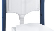 Set complet Grohe Solido 4-in-1 cu vas wc suspendat Bau Ceramic cu capac inchidere lenta rezervor incastrat cu cadru si clapeta Sail crom
