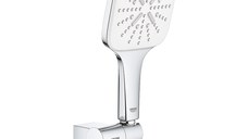Set de dus Grohe Rainshower SmartActive 130 Cube cu agatatoare  furtun 150cm si para de dus cu 3 jeturi  moon white
