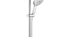 Set de dus Grohe Rainshower SmartActive 150 Cube cu bara 60cm  furtun 175cm  polita si para de dus cu 3 jeturi  crom