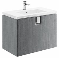Set mobillier Kolo Twins Slim 80cm cu lavoar si dulap baza cu un sertar inchidere lenta  gri argintiu - 1