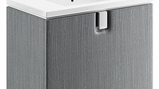 Set mobillier Kolo Twins Slim 80cm cu lavoar si dulap baza cu un sertar inchidere lenta  gri argintiu