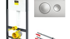 Set rezervor incastrat Viega Prevista cu cadru  set de fixare si clapeta crom mat