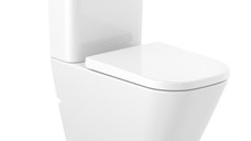 Set vas WC pe pardoseala Roca The Gap Rimless Back-to-wall cu rezervor alimentare laterala si capac inchidere lenta