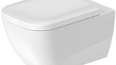 Set vas WC suspendat Duravit Happy D.2 Rimless   finisaj WonderGliss si capac cu inchidere lenta