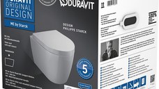 Set vas WC suspendat Duravit ME by Starck Compact Rimless cu capac inchidere lenta