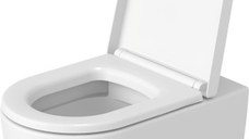 Set vas wc suspendat Duravit ME by Starck Rimless 57x37cm  HygieneGlaze si capac cu inchidere lenta