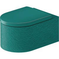 Set vas wc suspendat Duravit Millio DuroCast  interior ceramic alb cu HygieneGlaze  Surface Pattern  si capac cu inchidere lenta  turcoaz - 1
