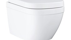 Set vas wc suspendat Grohe Euro Ceramic Triple Vortex cu capac cu inchidere lenta  alb