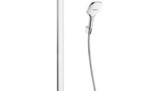 Showerpipe Hansgrohe Raindance Select E 360 cu baterie cada Ecostat Select  finisaj alb/crom