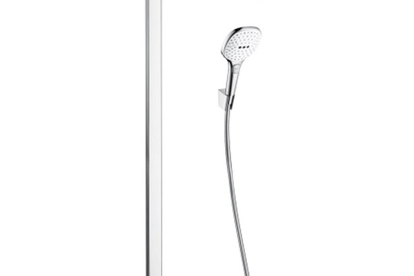 Showerpipe Hansgrohe Raindance Select E 360 cu baterie cada Ecostat Select  finisaj alb/crom