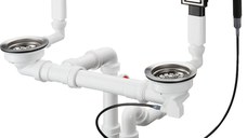 Sifon automat cu preaplin Hansgrohe D15-11 pentru chiuveta cu doua cuve  inox