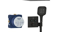 Sistem de dus incastrat Grohe Grohtherm SmartControl Rainshower Mono 310 Cube  phantom black