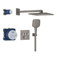 Sistem de dus incastrat Grohe Grohtherm SmartControl Rainshower SmartActive 310 Cube  brushed hard graphite - 1
