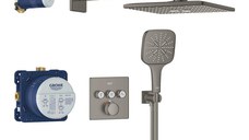 Sistem de dus incastrat Grohe Grohtherm SmartControl Rainshower SmartActive 310 Cube  brushed hard graphite