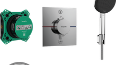 Sistem de dus incastrat Hansgrohe Raindance Alive S Design 300 cu baterie termostatata  crom