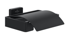 Suport hartie igienica cu aparatoare Villeroy & Boch Elements Striking negru mat