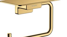 Suport hartie igienica cu raft Hansgrohe AddStoris  gold optic lustruit
