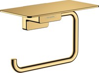 Suport hartie igienica cu raft Hansgrohe AddStoris  gold optic lustruit - 1