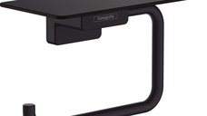 Suport hartie igienica cu raft Hansgrohe AddStoris  negru mat