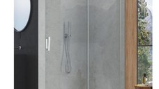 Usa de dus culisanta Ronal (SanSwiss) Cadura CAS2D 180cm  orientare dreapta  sticla AquaPerle 6mm  profil argintiu