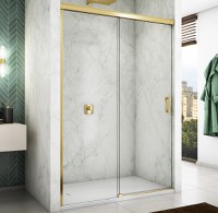 Usa de dus culisanta Ronal (SanSwiss) Cadura CAS2G 120cm  orientare stanga  sticla AquaPerle 6mm  profil auriu - 1